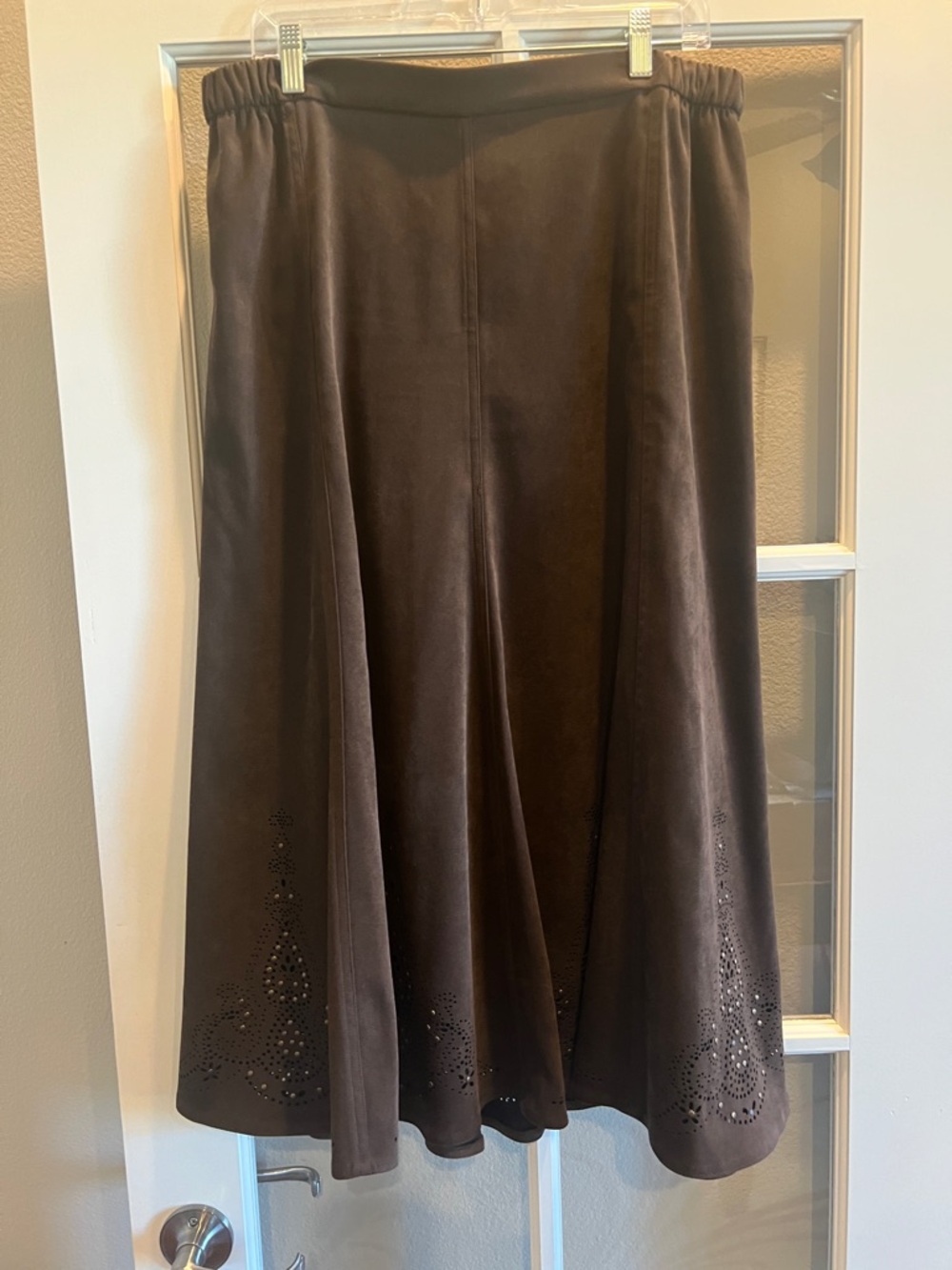 TanJay Brown A-Line Suede-Look Skirt 16